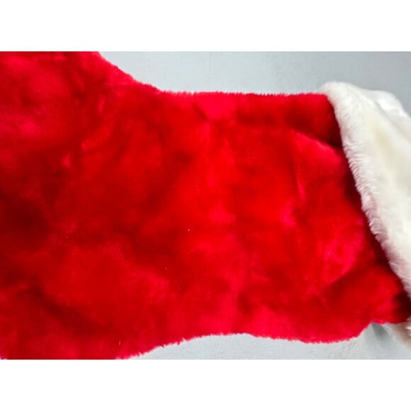 Christmas Red & White Plush Stocking Soft Faux Fur Holiday Decoration READ - Picture 5 of 5